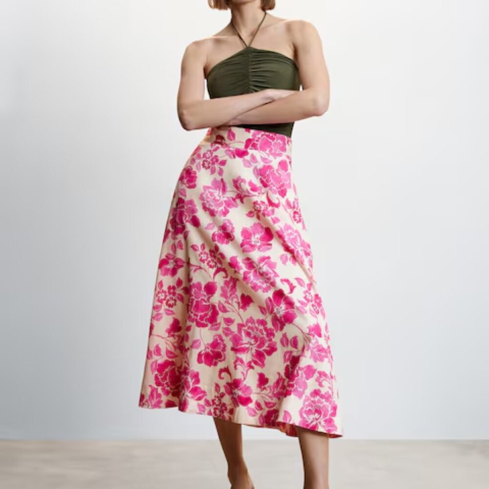 Mango NWT Printed midi skirt